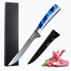 sudun boning knife 6 inch, versatile deboning knife，german high carbon stainless steel kitchen knives for meat fish poultry chicken, ergonomic resin handle with gift box