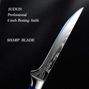 SUDUN Boning Knife 6 Inch, Versatile Deboning Knife，German High Carbon Stainless Steel Kitchen Knives for Meat Fish Poultry Chicken, Ergonomic Resin Handle with Gift Box