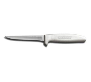 dexter russell sani-safe (01143) boning knife, 4-1/2", narrow, hollow ground, stain-free, high-carbon steel blade, textured, polypropylene handle, s154hg-pcp