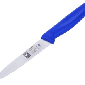 ICEL 9 Inch Paring Knife, Serrated Edge, High Carbon German Stainless Steel razor Sharp Blade, Blue Handle