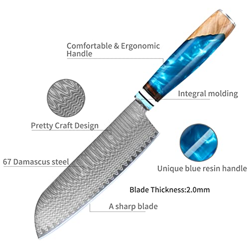 Kuwata Santoku Knife, Professional Japanese VG-10High Carbon Stainless Steel Damascus Kitchen Santoku Chefs Knife, Ergonomic Wood Knife Handle, Super Sharp Chef's Knives with Gift Box