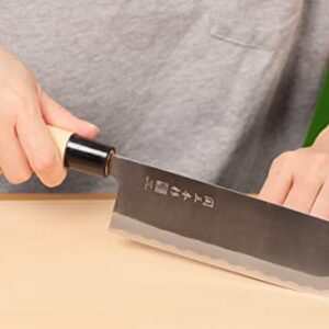 Seki Sanbonsugi Japanese Utility Chef Kitchen Knife, KUROUCHI Carbon Tool Steel Nakiri Knife, Shiraki Wooden Handle, 165 mm (6.5 in), Made in Seki Japan