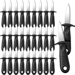 minatee 30 pcs oyster shucking knife stainless steel oyster shucker oyster opener with non slip handle for clam crab kitchen shrimp shellfish seafood tools, 5.79 inch (black)