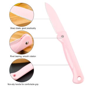 Lomgwumy Paring Knife, Foldable Fruit Knife, Fruit Knife Full Body Spray, Small of Exquisite, Small and Easy to Carry, Suitable for Most Types of Vegetables and Fruits (6 Pieces)