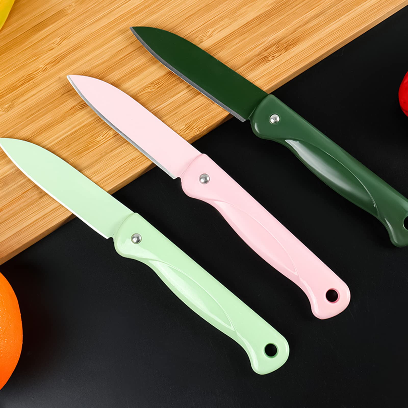 Lomgwumy Paring Knife, Foldable Fruit Knife, Fruit Knife Full Body Spray, Small of Exquisite, Small and Easy to Carry, Suitable for Most Types of Vegetables and Fruits (6 Pieces)