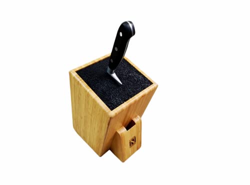 Cook N Home Bamboo Knife Storage Block without Knives, 5.5x5.5x10-inch Universal Knife Holder Organizer Countertop Butcher Block Knife Stand