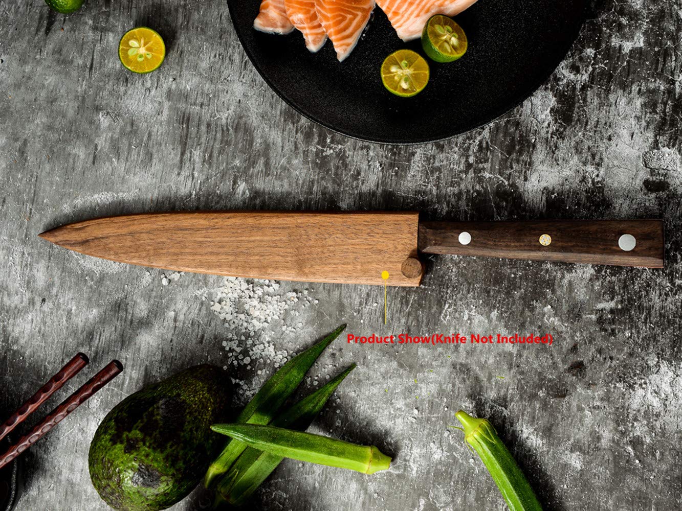 Aibote Handmade Natural Black Walnut Univeral Japanese Sashimi Knife Sheath Wooden Cover Chef Knives Cases Holders Protectors for Yanagiba Sujihiki Slicer (10.5 inch)