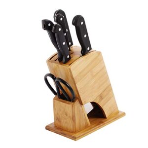 Wood Knife Block Bamboo Shelving Versatile Kitchen Ventilation Knife Holder Kitchen Knife Rack