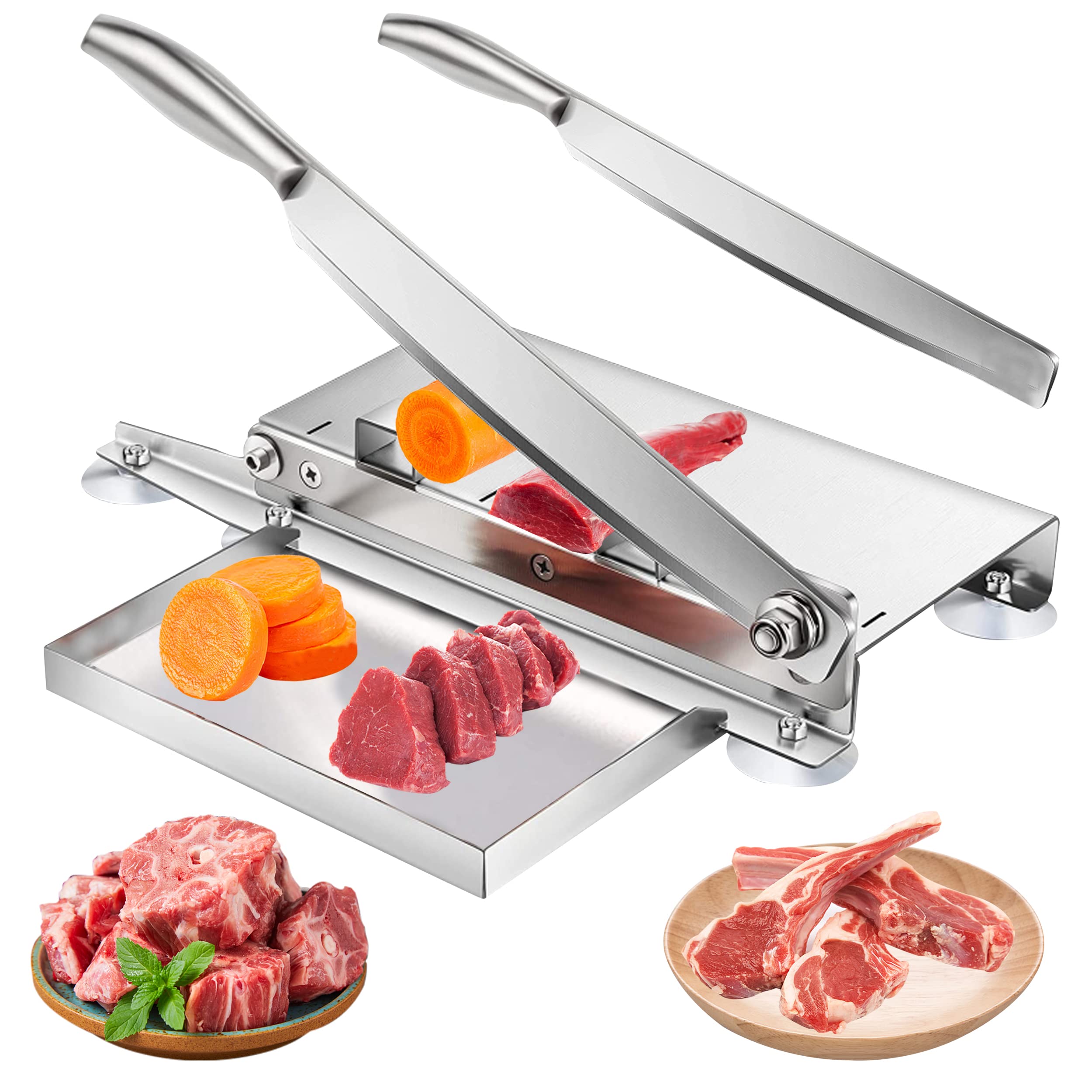 Stainless Steel Bone Cutter,Manual Meat Slicer,for Beef Rib Chicken fish meat cutter for Home and Commercial Cooking 15.3 Inches-2 Sharp Blades