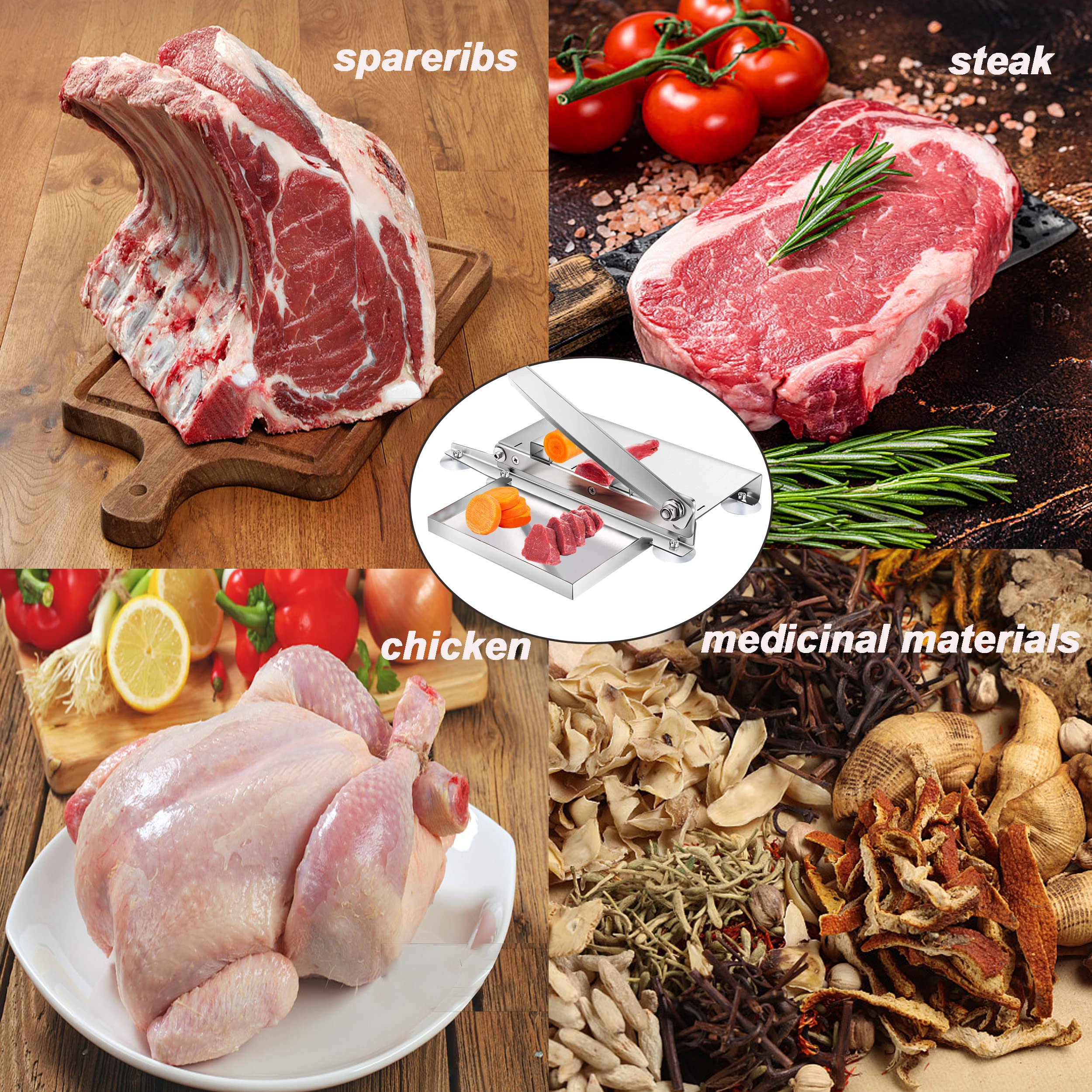 Stainless Steel Bone Cutter,Manual Meat Slicer,for Beef Rib Chicken fish meat cutter for Home and Commercial Cooking 15.3 Inches-2 Sharp Blades