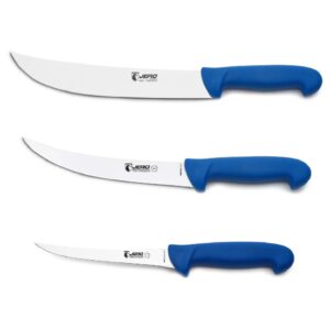 jero p3 series meat processing set - 3-pc butcher knife set - cimeter, breaking/trim and boning knife - german high-carbon stainless steel blade