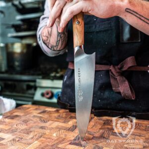 Dalstrong Chef Knife - 8 inch - Phantom Series - Japanese High-Carbon AUS8 Steel Kitchen Knife - Olive Wood Handle - Cooking Knife - Chef's Knife - w/Sheath