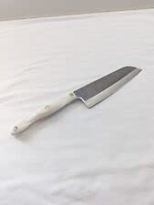 cutco model 1766 white (pearl) santoku knife in factory-sealed plastic bag. 7.0" high carbon stainless straight edge blade and 5.6" handle