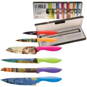masterpiece knife set bundle with behold wall-mounted magnetic holder silver