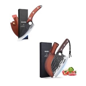 huusk chef knives bundle with upgraded serbian chef knife with leather sheath and gift box