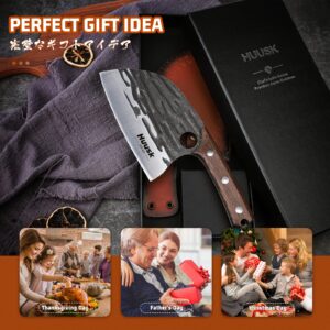 Huusk Chef Knives Bundle with Upgraded Serbian Chef Knife with Leather Sheath and Gift Box