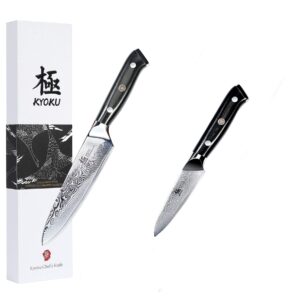 kyoku 6" utility knife + 3.5'' paring knife - shogun series - japanese vg10 steel core forged damascus blade