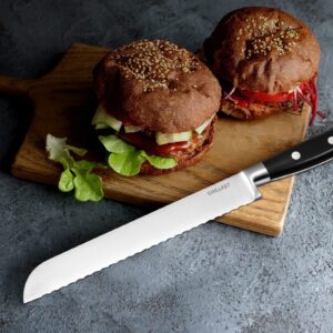CHILLKET Bread Knife, Bread Slicer for homemade bread, 8 inch Serrated Knife for Crusty Bread, Sandwich, Cake, Bagels