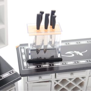 Hiawbon 1:6 Scale Miniature Kitchen Knife Set with Knife Shelf 5-Piece Mini Cooking Knives with Plastic Knife Storage Box for Mini House Kitchen Furniture Accessories