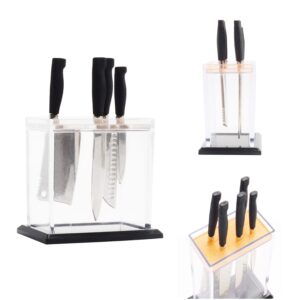 Hiawbon 1:6 Scale Miniature Kitchen Knife Set with Knife Shelf 5-Piece Mini Cooking Knives with Plastic Knife Storage Box for Mini House Kitchen Furniture Accessories