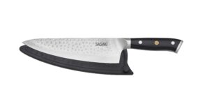 sasaki takumi japanese aus-10 stainless steel chef knife with locking sheath, 8-inch, black