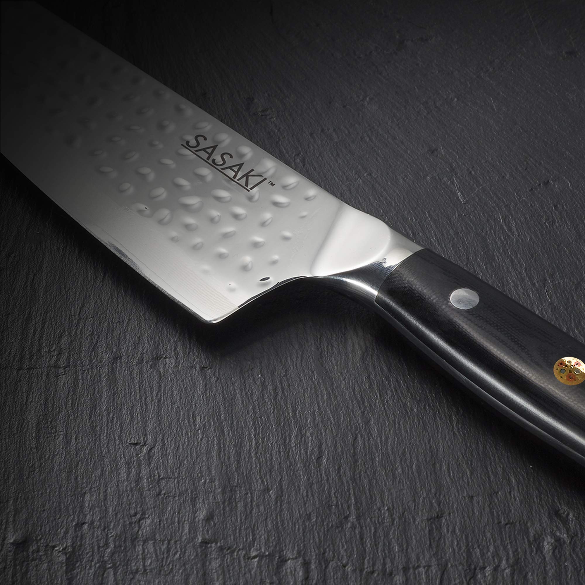 Sasaki Takumi Japanese AUS-10 Stainless Steel Chef Knife with Locking Sheath, 8-Inch, Black