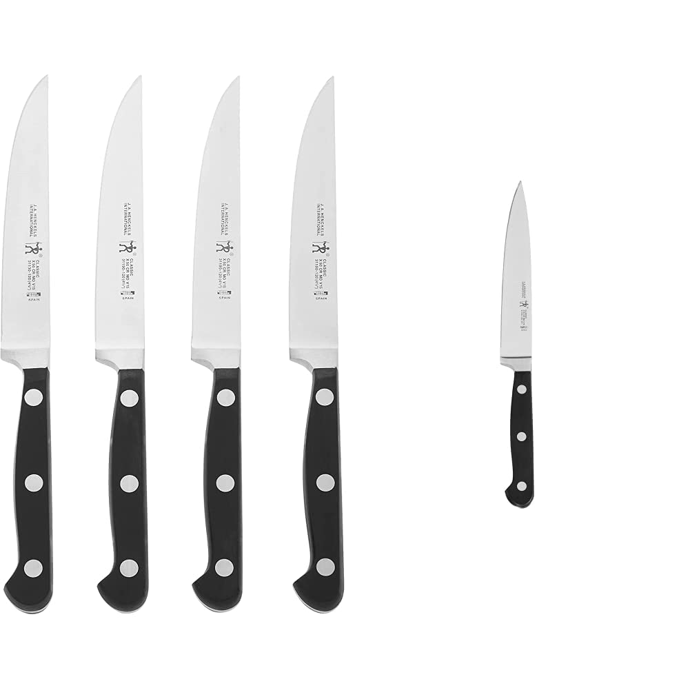 HENCKELS Classic Razor-Sharp Steak Knife Set of 4 and Utility Knife, German Engineered