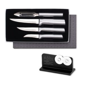 rada meal prep 4-piece paring knife gift set with knifer sharpener