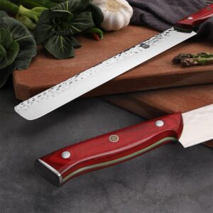 VG10 Slicing Knife, 16 inch Japanese Carving Knife Ultra Sharp Forged High Carbon Stainless Steel Long Brisket Knife For Meat Cutting BBQ Watermelon Full Tang Kitchen Knives Ergonomic Handle Gift Box