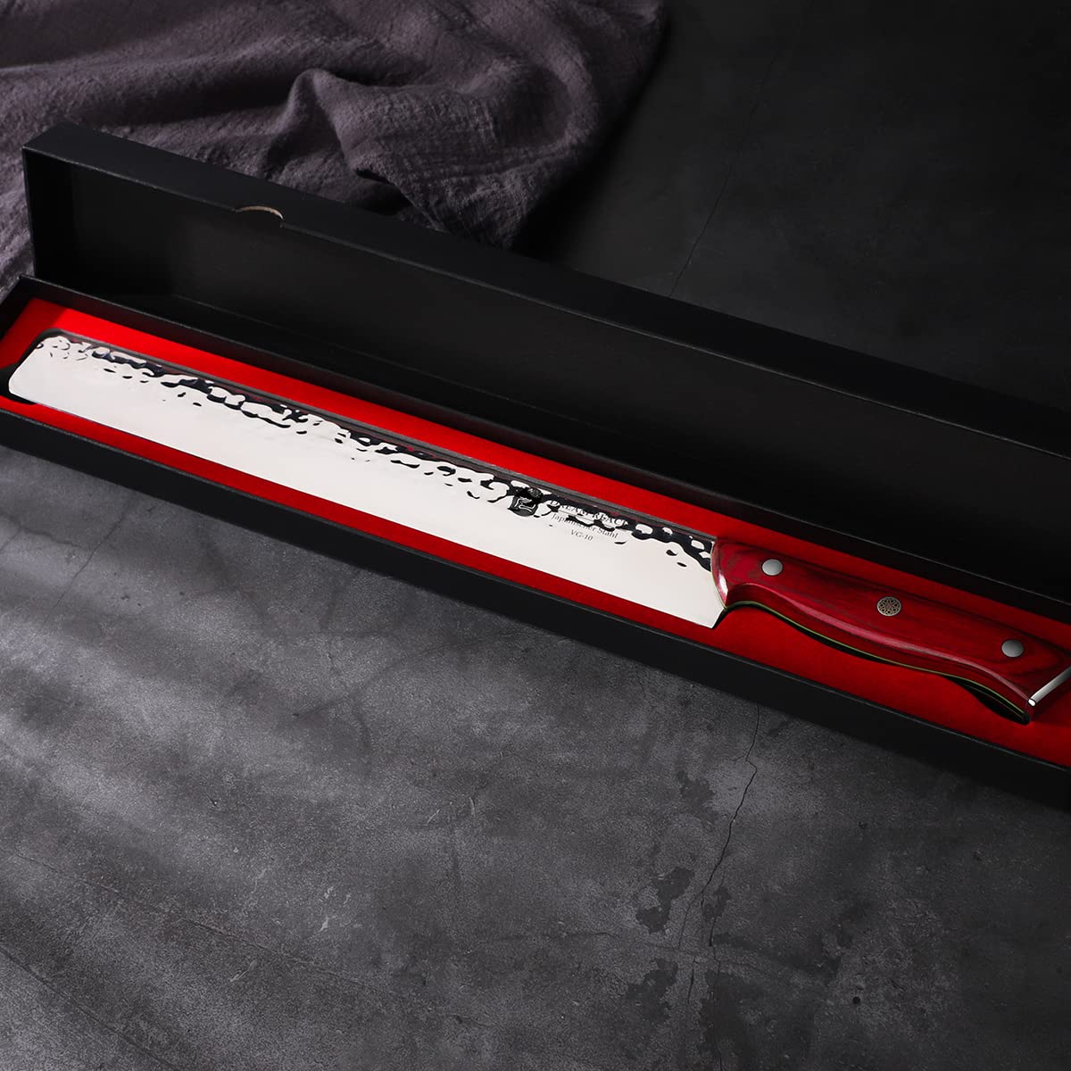 VG10 Slicing Knife, 16 inch Japanese Carving Knife Ultra Sharp Forged High Carbon Stainless Steel Long Brisket Knife For Meat Cutting BBQ Watermelon Full Tang Kitchen Knives Ergonomic Handle Gift Box