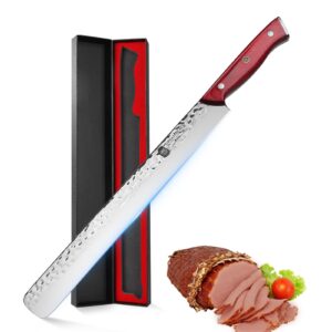 VG10 Slicing Knife, 16 inch Japanese Carving Knife Ultra Sharp Forged High Carbon Stainless Steel Long Brisket Knife For Meat Cutting BBQ Watermelon Full Tang Kitchen Knives Ergonomic Handle Gift Box