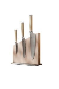 material knife trio + stand (cool neutral/white ash)