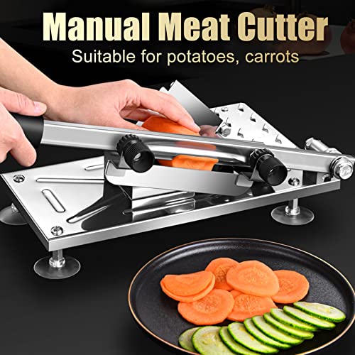 Meat Food Cutter, Incisive Blade Manual Frozen Meat Cutter Extended Handle for Home Use for Cucumber (20 Bags 1 Blade)