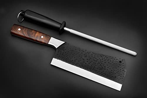 ALZAFASH Cleaver Knife with Sharpening Steel