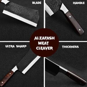 ALZAFASH Cleaver Knife with Sharpening Steel
