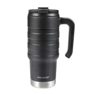 HAUSHOF Black 24 oz Travel Mug and 6PC Kitchen Knife Set