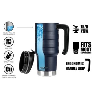 HAUSHOF Navy Blue 24 oz Travel Mug and 6PC Kitchen Knife Set