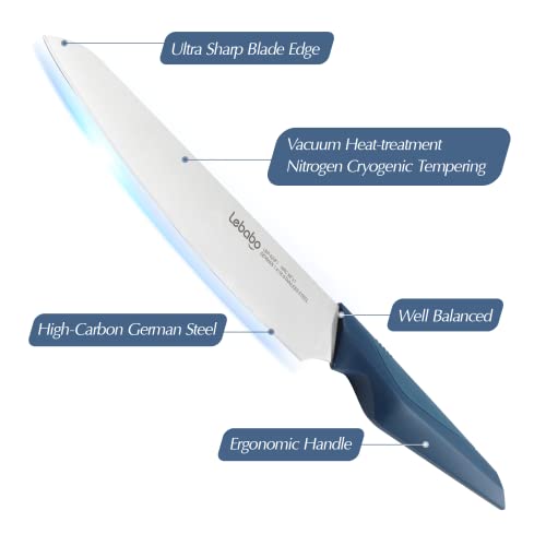 Lebabo 8 Inch Chef Knife Professional 9Cr18MoV 5 Knives, 8" Slicing Knives Chopping Knifes for Home and Kitchen