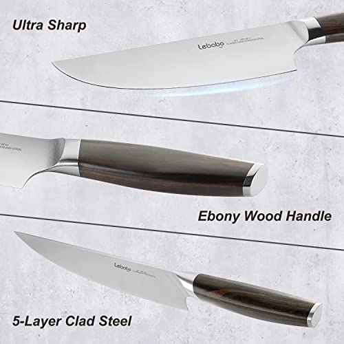 Lebabo 8 Inch Chef Knife Professional 9Cr18MoV 5 Knives, 8" Slicing Knives Chopping Knifes for Home and Kitchen