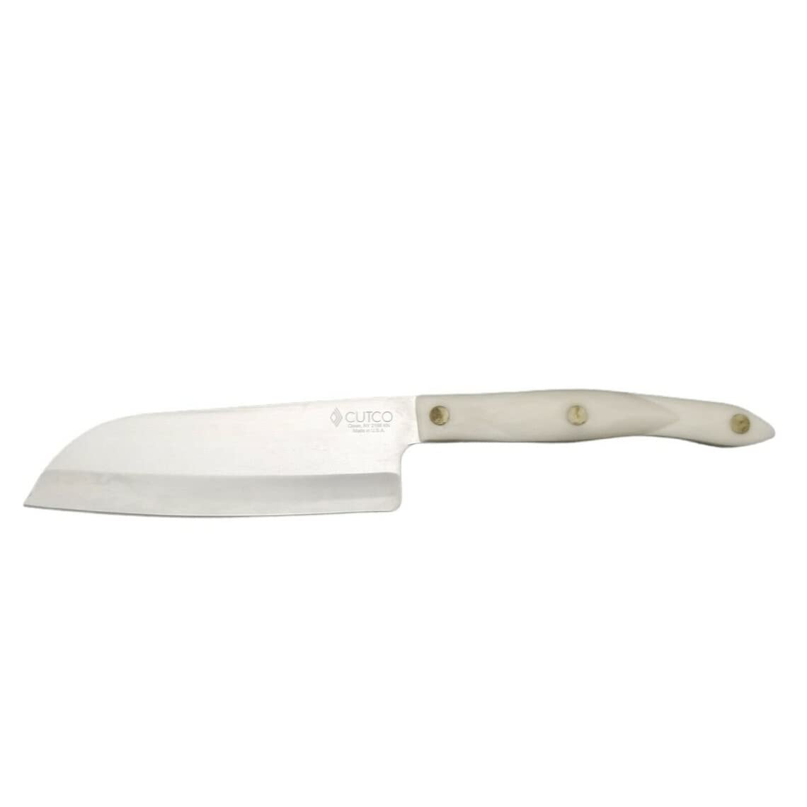 CUTCO Model 2166 White (Pearl) Petite Santoku Knife in factory-sealed plastic bag. 5.6" High Carbon Stainless Straight Edge blade and 5.1" handle