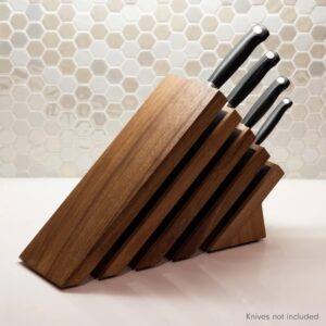 Messermeister Next Level Magnetic Knife Block, Acacia - Modern & Ventilated - Holds 16 Knives or Steels & Scissors - 12"w x 9"h x 5"d