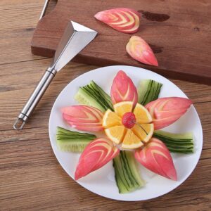 mingkai stainless steel fruit carving cutter, v-shape knife slicer,diy platter decoration triangular shape carving tools with durable engraving blades for vegetable fruit