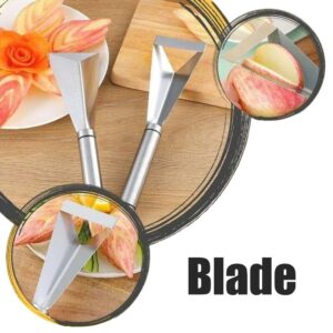 Mingkai Stainless Steel Fruit Carving Cutter, V-Shape Knife Slicer,DIY Platter Decoration Triangular Shape Carving Tools with Durable Engraving Blades for Vegetable Fruit