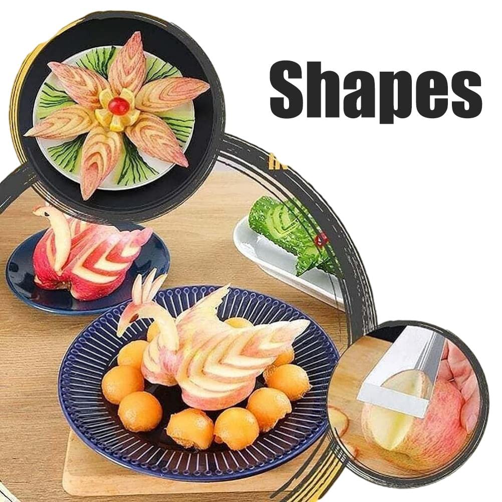 Mingkai Stainless Steel Fruit Carving Cutter, V-Shape Knife Slicer,DIY Platter Decoration Triangular Shape Carving Tools with Durable Engraving Blades for Vegetable Fruit