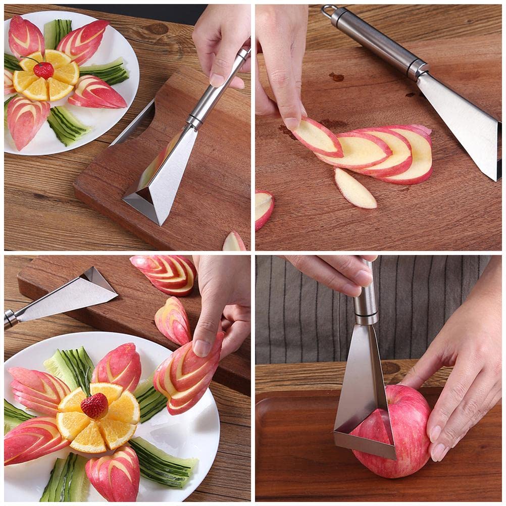 Mingkai Stainless Steel Fruit Carving Cutter, V-Shape Knife Slicer,DIY Platter Decoration Triangular Shape Carving Tools with Durable Engraving Blades for Vegetable Fruit