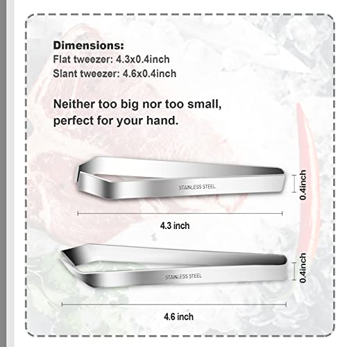 2 Pieces Fish Bone Tweezers, FULUWT Flat and Slanted Stainless Steel Kitchen Tweezers/Pliers for Fish Bone, Kitchen Hair Removal Tool.