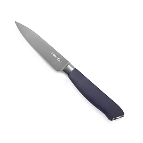 GreenPan Titanium 4" Paring Knife, Titanium Coated, Stainless Steel, Eco-friendly, Ergonomic Grip, Slip Resistant, Balanced, Heat Treated, Hand Sharpened, Dishwasher Safe