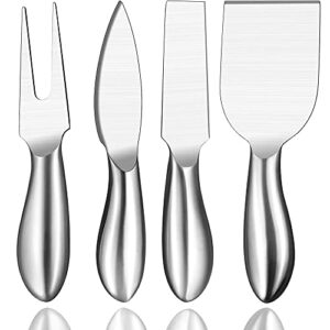 the live edge - 4 piece stainless steel cheese knife set for charcuterie board serving utensils | cheese board knives and forks set for cutting, slicing & spreading | charcuterie accessories tools