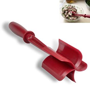 5 blades kitchen ground meat chopper spatula | hamburger ground beef mix n chop tools | for non-stick cookware (red)