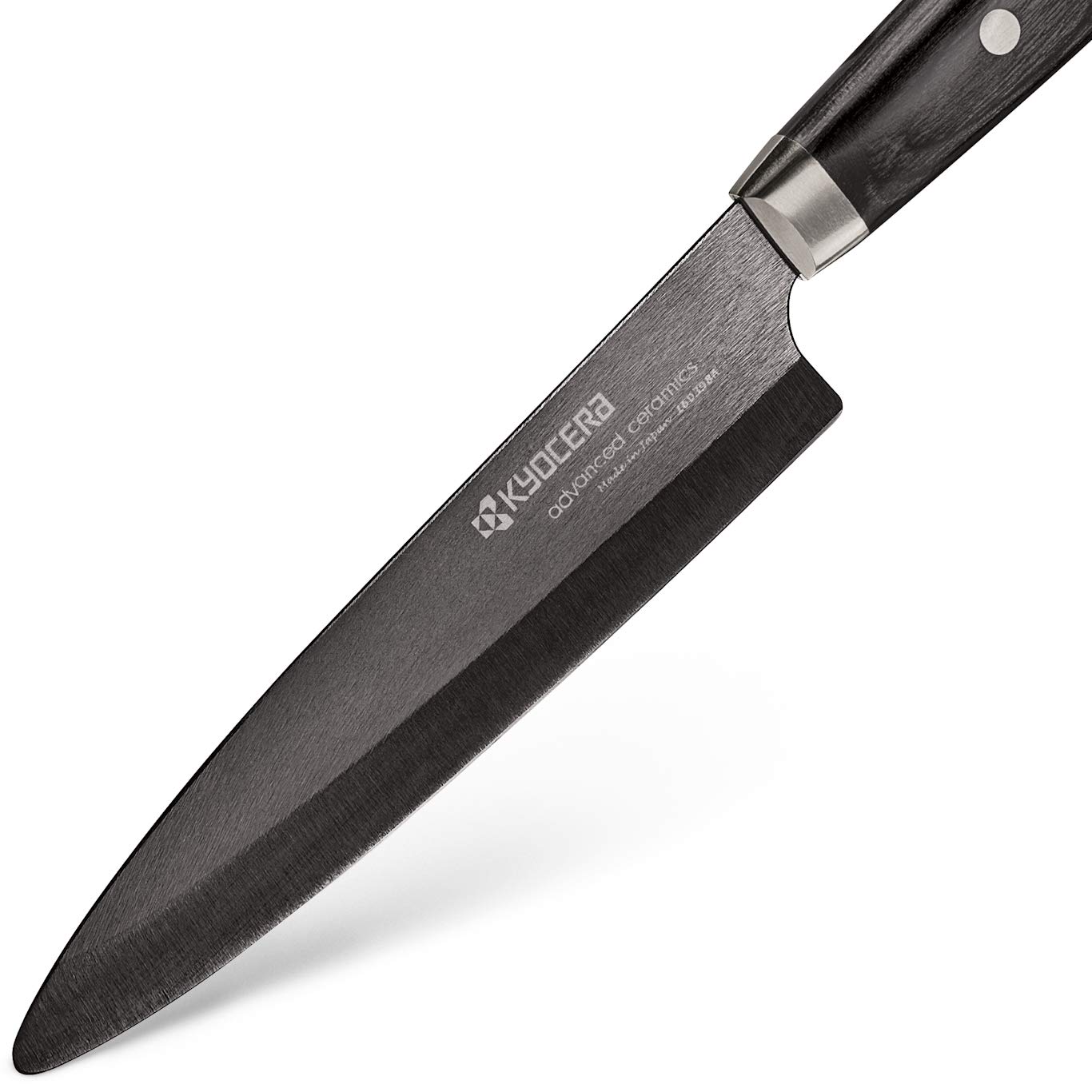 Kyocera Advanced Ceramic LTD Series Utility Knife with Handcrafted Pakka Wood Handle, 5-Inch, Black Blade